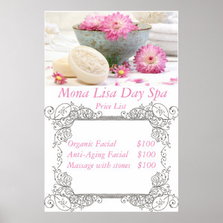Poster Liste de prix Spa