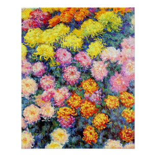Poster Lit de Chrysanthemums par Monet
