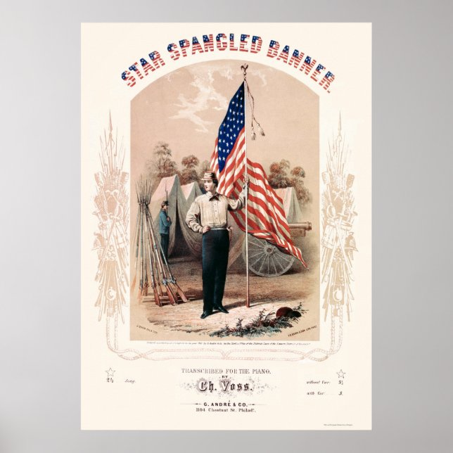 Poster Lithographie de la bannière étoilée par P.S. Duval (Devant)