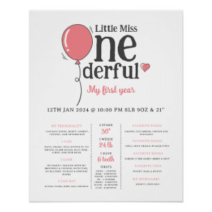 Poster Little Miss Onederful Premier Anniversaire Jalon
