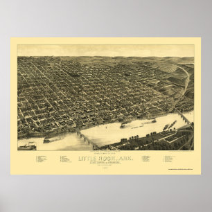 Poster Little Rock, Arkansas Carte panoramique - 1887