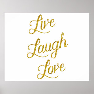 Poster Live Laugh Love Gold Faux Parties scintillant Séqu