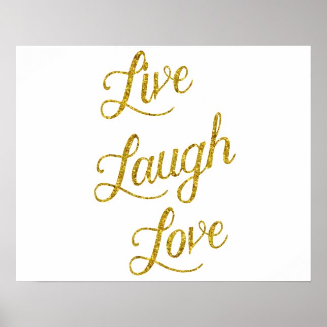 Poster Live Laugh Love Gold Faux Parties scintillant Séqu (Devant)
