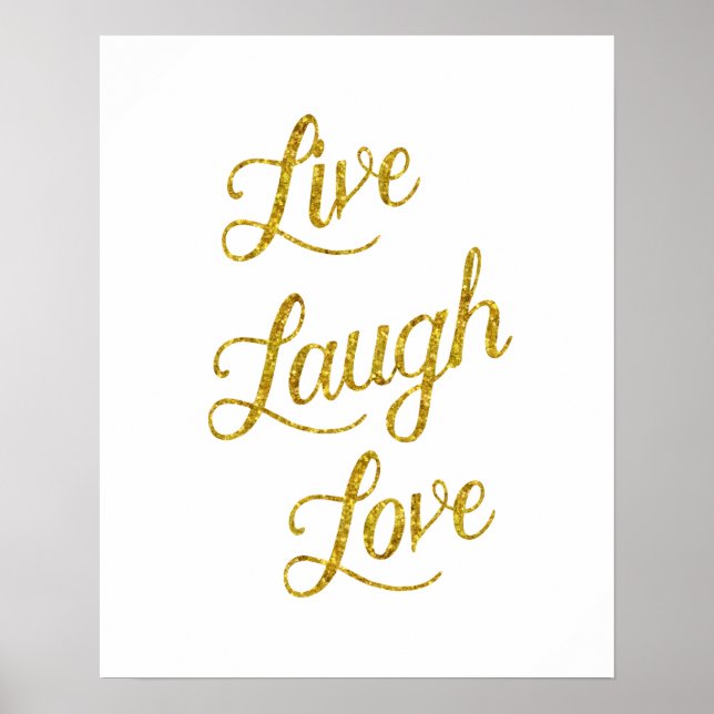 Poster Live Laugh Love Gold Faux Parties scintillant Séqu (Devant)