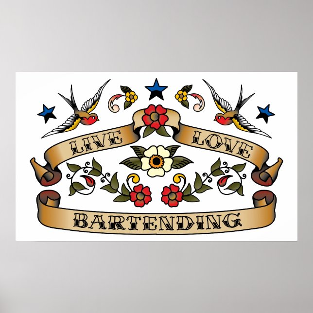 Poster Live Love Bartending (Devant)