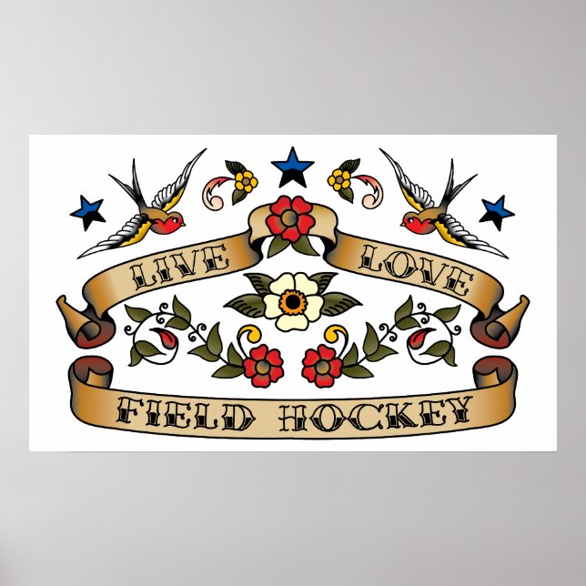 Poster Live Love Field Hockey (Devant)