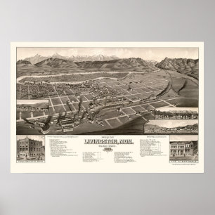 Poster Livingston, carte panoramique de la TA - 1884