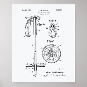 Poster Livre blanc d'art de brevet de Polonais de ski