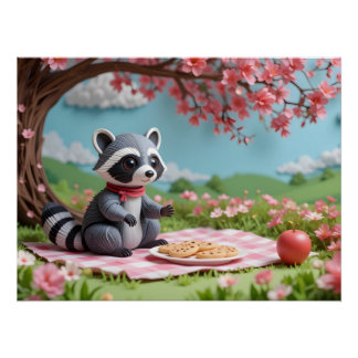 Poster Livre blanc Raccoon