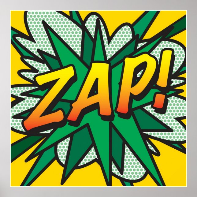 Poster Livre de BD Pop Art ZAP Superhero (Devant)