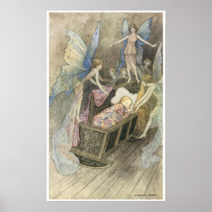Poster Livre de poésie fée, Warwick Goble