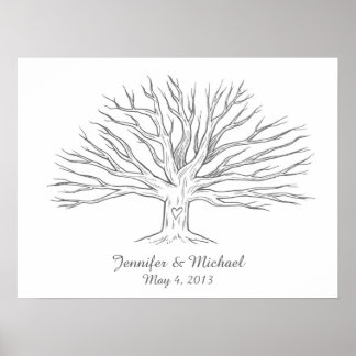Poster Livre d'invités de l'arbre d'empreinte numérique