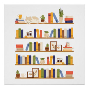 Poster Livre Lecteur couleur bibliothèque bibliothèque en