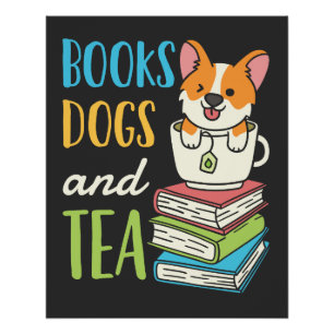 Poster Livres Chiens et Thé