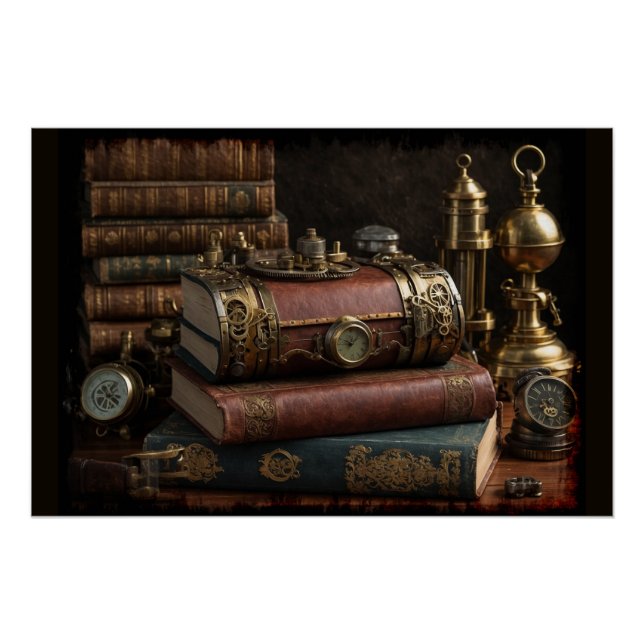 Poster Livres Vintages Steampunk (Devant)