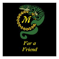 Lizard, un alligator tribal, qui serre un monogram
