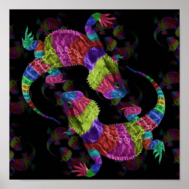 Poster Lizards arc-en-ciel (Devant)