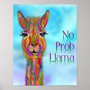 Poster llama mignon et coloré - 11"x14"