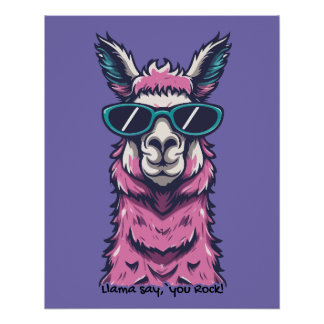 Poster Llama vous dit Rock | Pose ironique dans les lunet