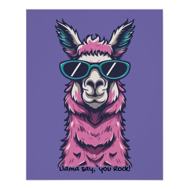 Poster Llama vous dit Rock | Pose ironique dans les lunet (Devant)