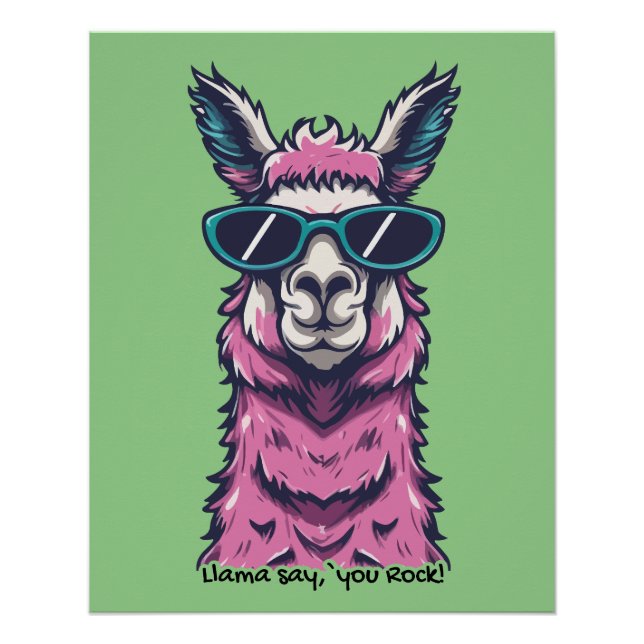 Poster Llama vous dit Rock | Pose ironique dans les lunet (Devant)