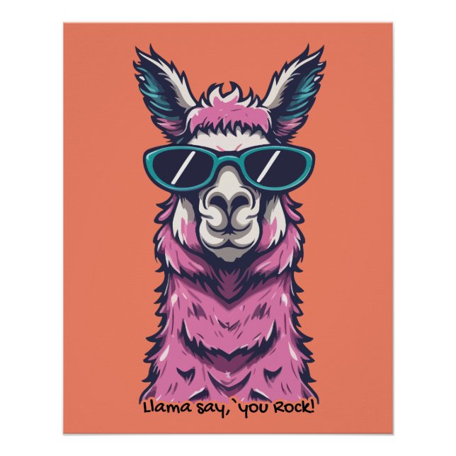 Poster Llama vous dit Rock | Pose ironique dans les lunet (Devant)