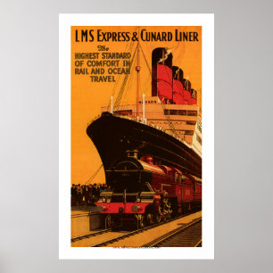 Poster LMS Express & Cunard Liner