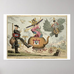 Poster Locomotion - Marche à pied à vapeur, équitation à