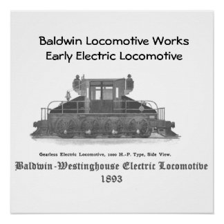 Poster Locomotive électrique Baldwin Westinghouse 1893
