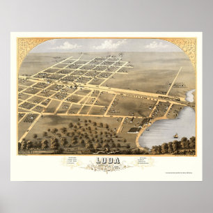 Poster Loda, carte panoramique de l'IL - 1869
