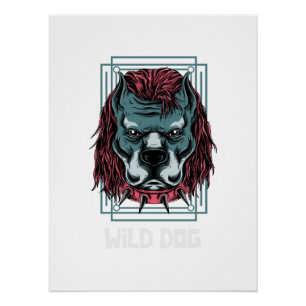 Poster Logo de chien en colère Œuvre d'art de bouledogu