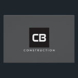 Poster Logo de construction de Monogramme Carré noir gris<br><div class="desc">Les initiales audacieuses sont centrées sur un carré noir sur un arrière - plan gris foncé pour créer un logo unique sur ce design d'affiche moderne pour les entreprises de construction, services électriques, entrepreneurs, constructeurs et plus encore. Il est également disponible en tant que fichier logo téléchargeable. © 1201AM CREATIVE...</div>