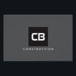 Poster Logo de construction de Monogramme Carré noir gris<br><div class="desc">Les initiales audacieuses sont centrées sur un carré noir sur un arrière - plan gris foncé pour créer un logo unique sur ce design d'affiche moderne pour les entreprises de construction, services électriques, entrepreneurs, constructeurs et plus encore. Il est également disponible en tant que fichier logo téléchargeable. © 1201AM CREATIVE...</div>