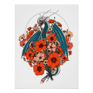Poster Logo de dragon asiatique