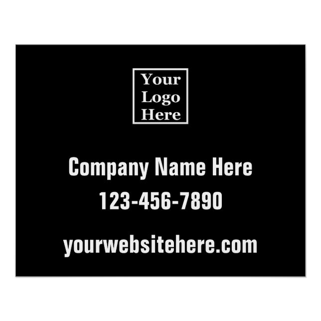 Poster Logo de l'entreprise Coordonnées Black White Windo (Devant)