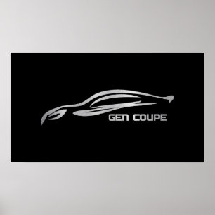 Poster Logo de silhouette d'argent de coupé de genèse
