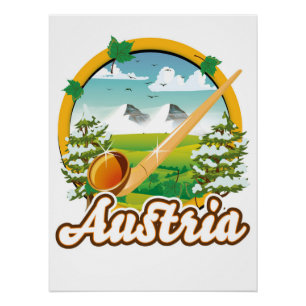 Poster Logo de voyage rétro Autriche