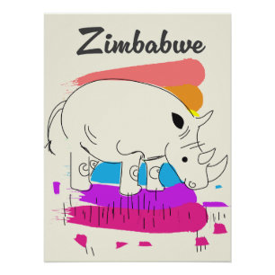 Poster Logo de voyage rétro Zimbabwe