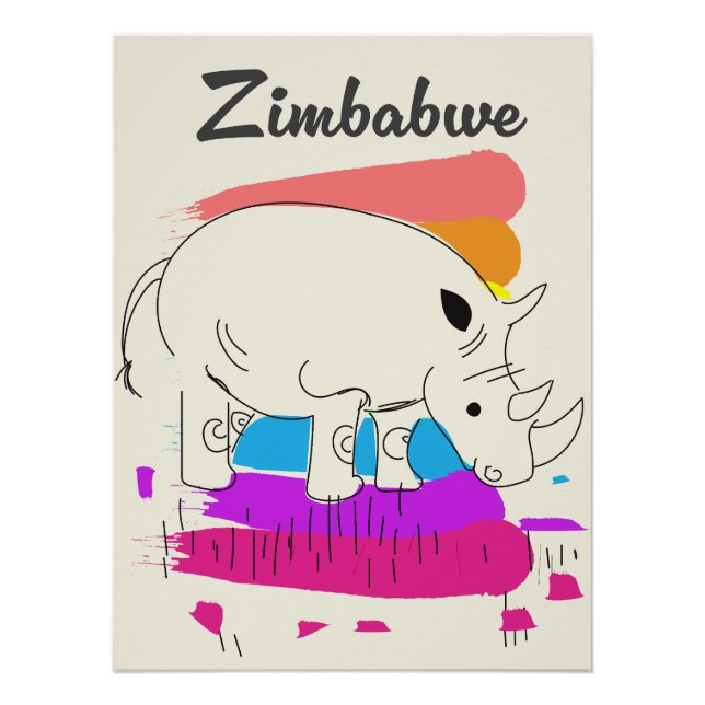Poster Logo de voyage rétro Zimbabwe (Devant)
