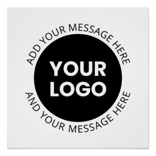 Poster Logo d'entreprise & Texte modifiable Blanc & Noir