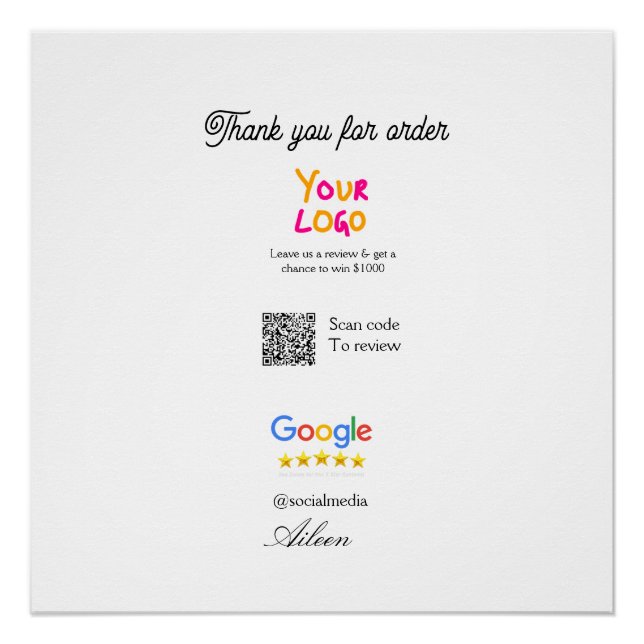 Poster logo du site Web de révision Google entreprise sca (Devant)