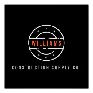 Poster Logo estampé rustique sur la construction noire