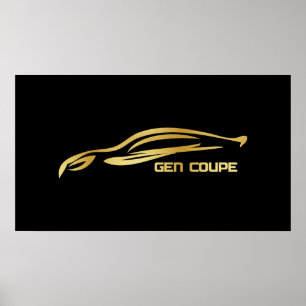 Poster Logo Genesis Coupe Gold Silhouette