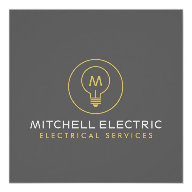 Poster LOGO MONOGRAMME AMPoule pour ÉLECTRICIENS (Devant)
