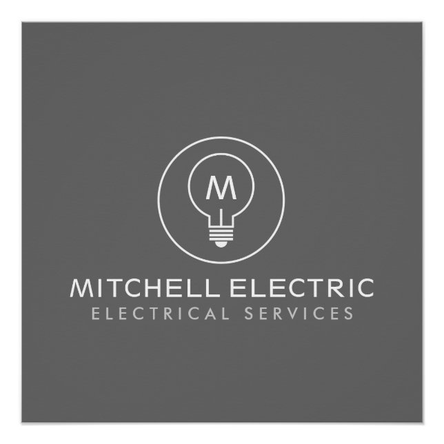 Poster LOGO MONOGRAMME AMPoule SUR GRIS pour ÉLECTRICIENS (Devant)