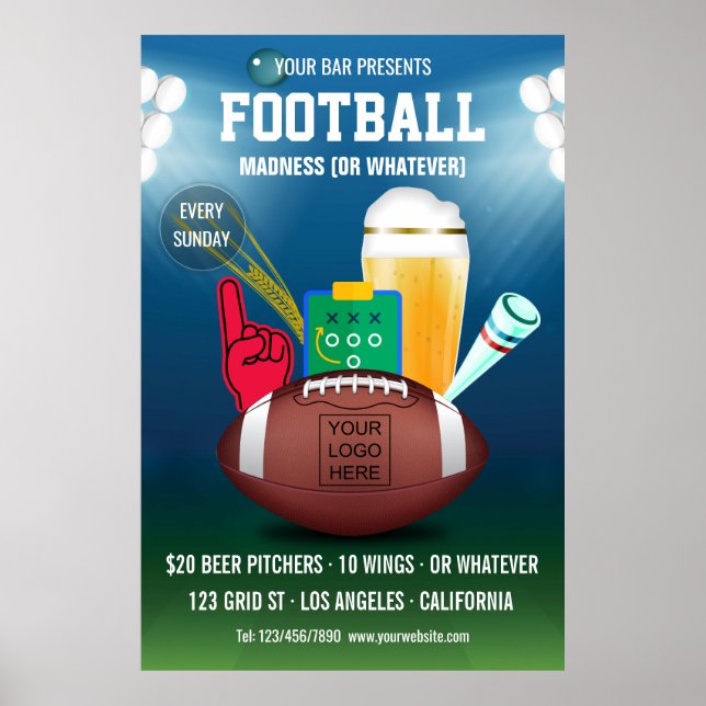 Poster logo promotionnel pour événement de football de ba (Devant)