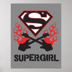 Poster Logo Supergirl Black Flaming Guitares