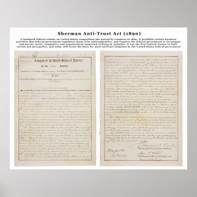 Poster Loi Sherman antitrust 2 juillet 1890 (Devant)