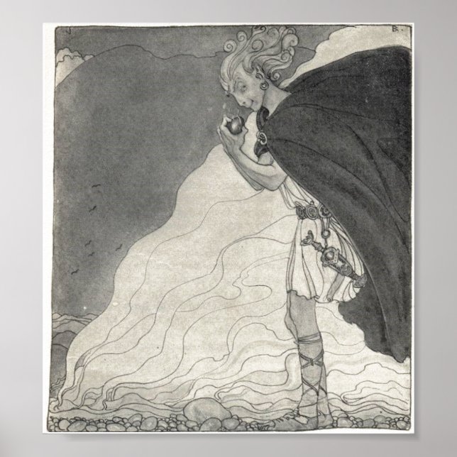 Poster Loki trouve le coeur de Gullveig - John Bauer (Devant)