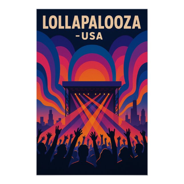 Poster Lollapalooza music festival  travel (Devant)